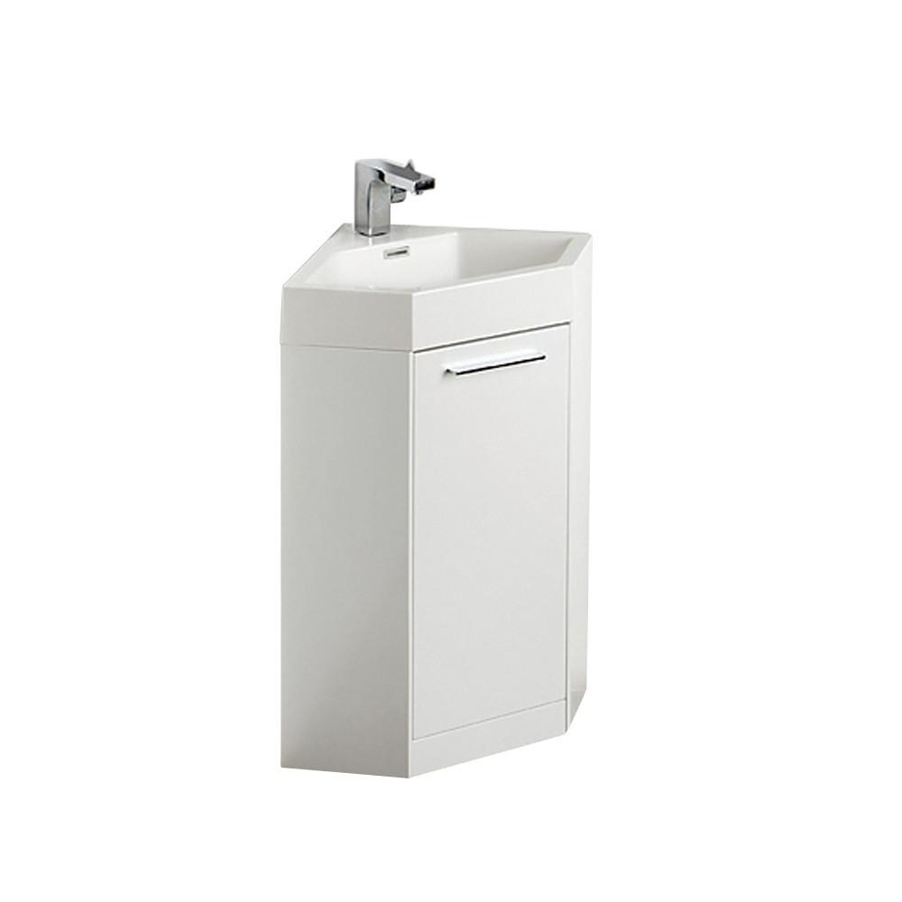 Fresca Coda 18" White Modern Corner Bathroom Vanity w/Free Faucet Vanity Fresca 