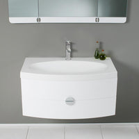 Thumbnail for Fresca Modern Bathroom Vanity with 3 Panel Folding Mirror & Free Faucet - White Vanity Fresca 