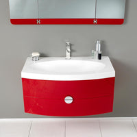 Thumbnail for Fresca Energia Red Modern Bathroom Vanity w/ Three Panel Folding Mirror Vanity Fresca 