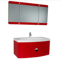 Thumbnail for Fresca Energia Red Modern Bathroom Vanity w/ Three Panel Folding Mirror Vanity Fresca 