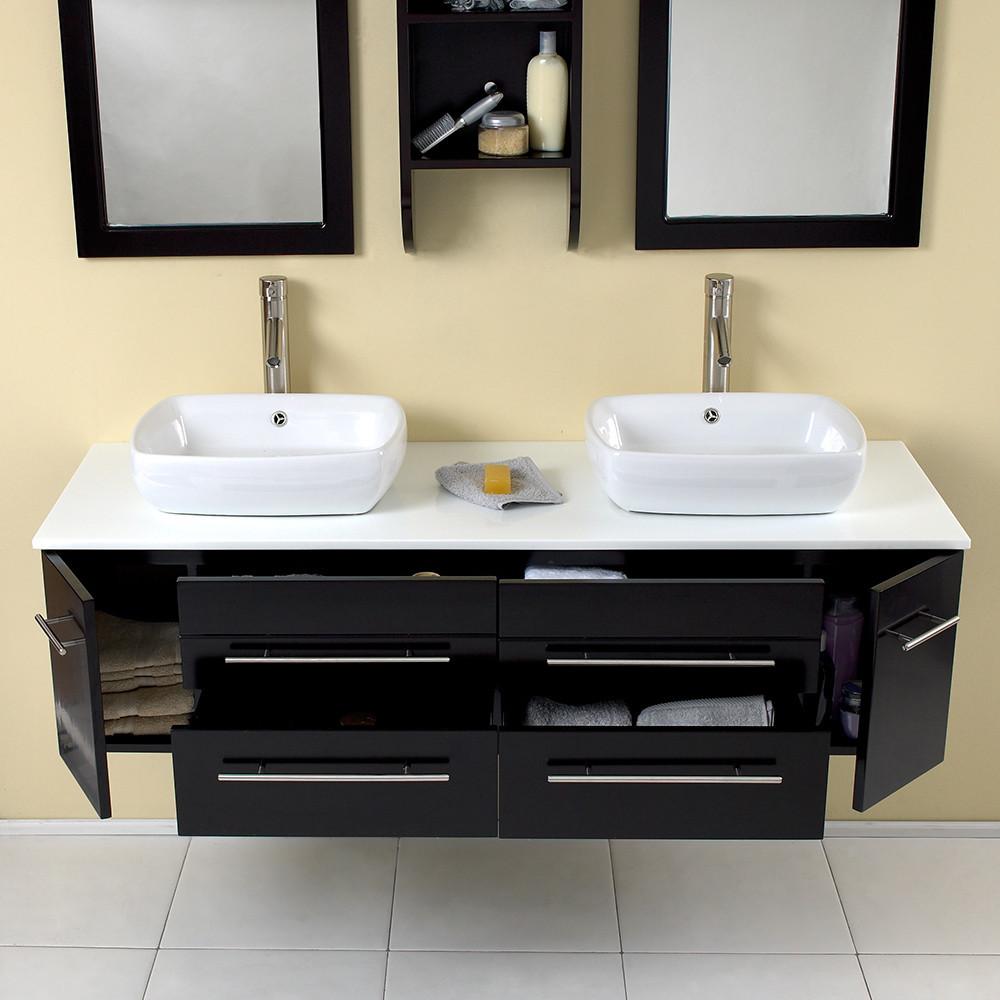 Fresca Bellezza Espresso Modern Double Vessel Sink Bathroom Vanity Vanity Fresca 