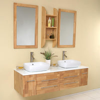 Thumbnail for Fresca Bellezza Natural Wood Modern Double Vessel Sink Bathroom Vanity Vanity Fresca 