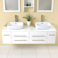 Thumbnail for Fresca Bellezza White Modern Double Vessel Sink Bathroom Vanity Vanity Fresca 