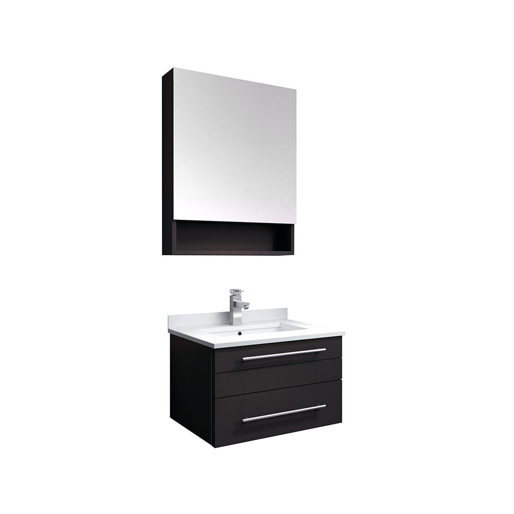 Fresca Lucera 24" Wall Hung Undermount Sink Modern Bathroom Vanity w/ Medicine Cabinet Vanity Fresca Espresso 