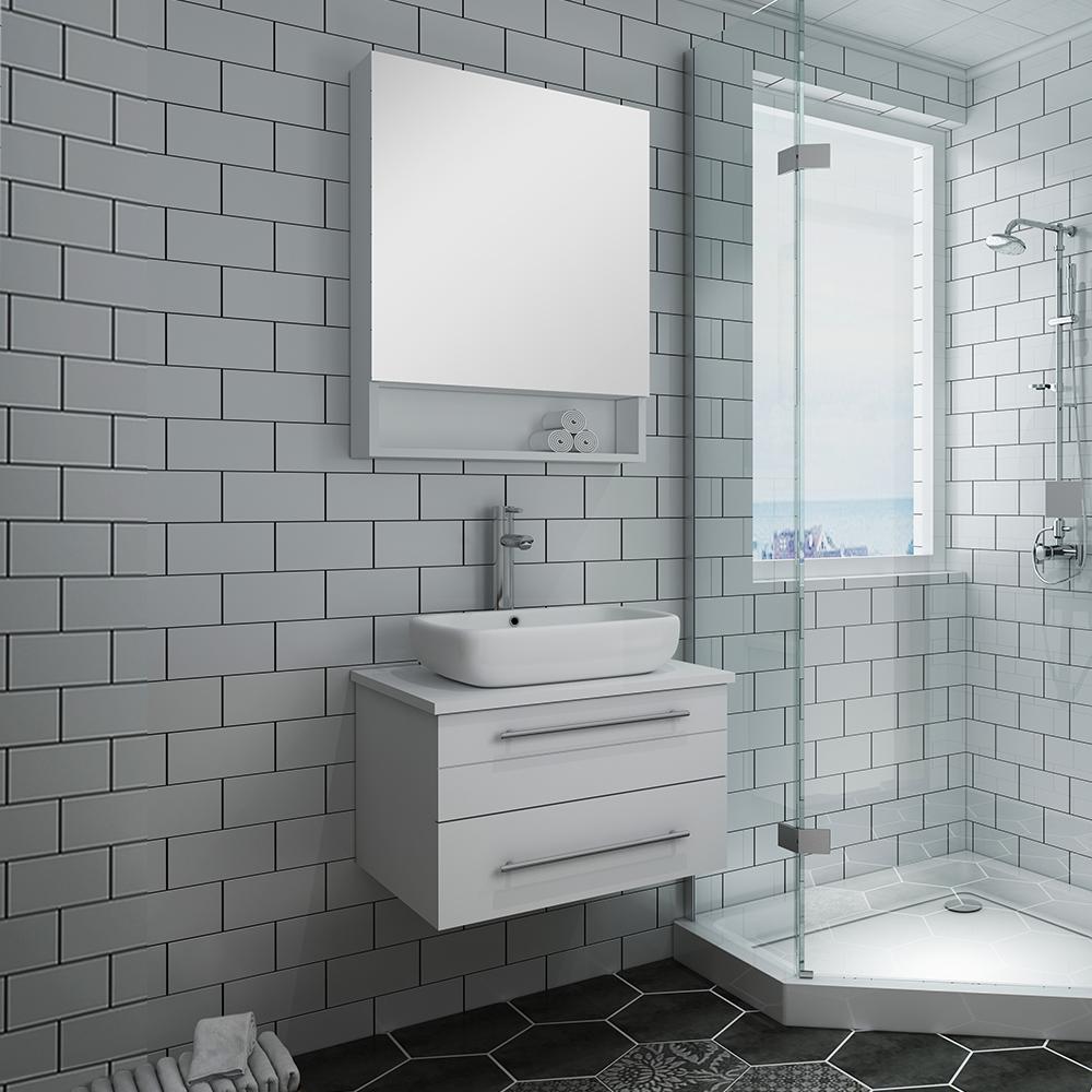 Fresca Lucera 24"Wall Hung Vessel Sink Modern Bathroom Vanity w/ Medicine Cabinet Vanity Fresca 