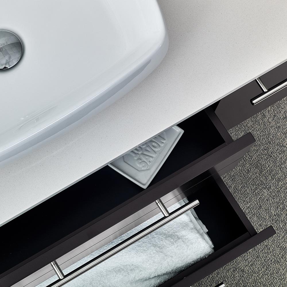 Fresca Lucera 36" Wall Hung Vessel Sink Modern Bathroom Vanity w/ Medicine Cabinet - Right Version Vanity Fresca 