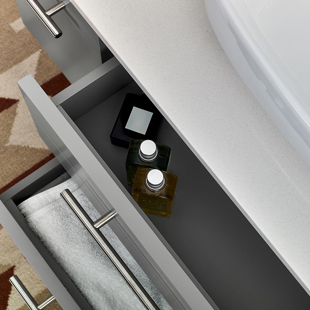 Fresca Lucera 36" Wall Hung Undermount Sink Modern Bathroom Vanity w/ Medicine Cabinet - Left Version Vanity Fresca 