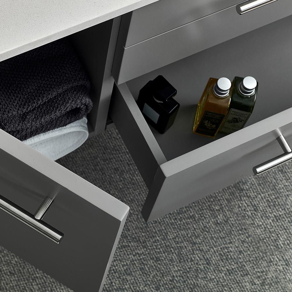 Fresca Lucera 36" Wall Hung Undermount Sink Modern Bathroom Vanity w/ Medicine Cabinet - Left Version Vanity Fresca 