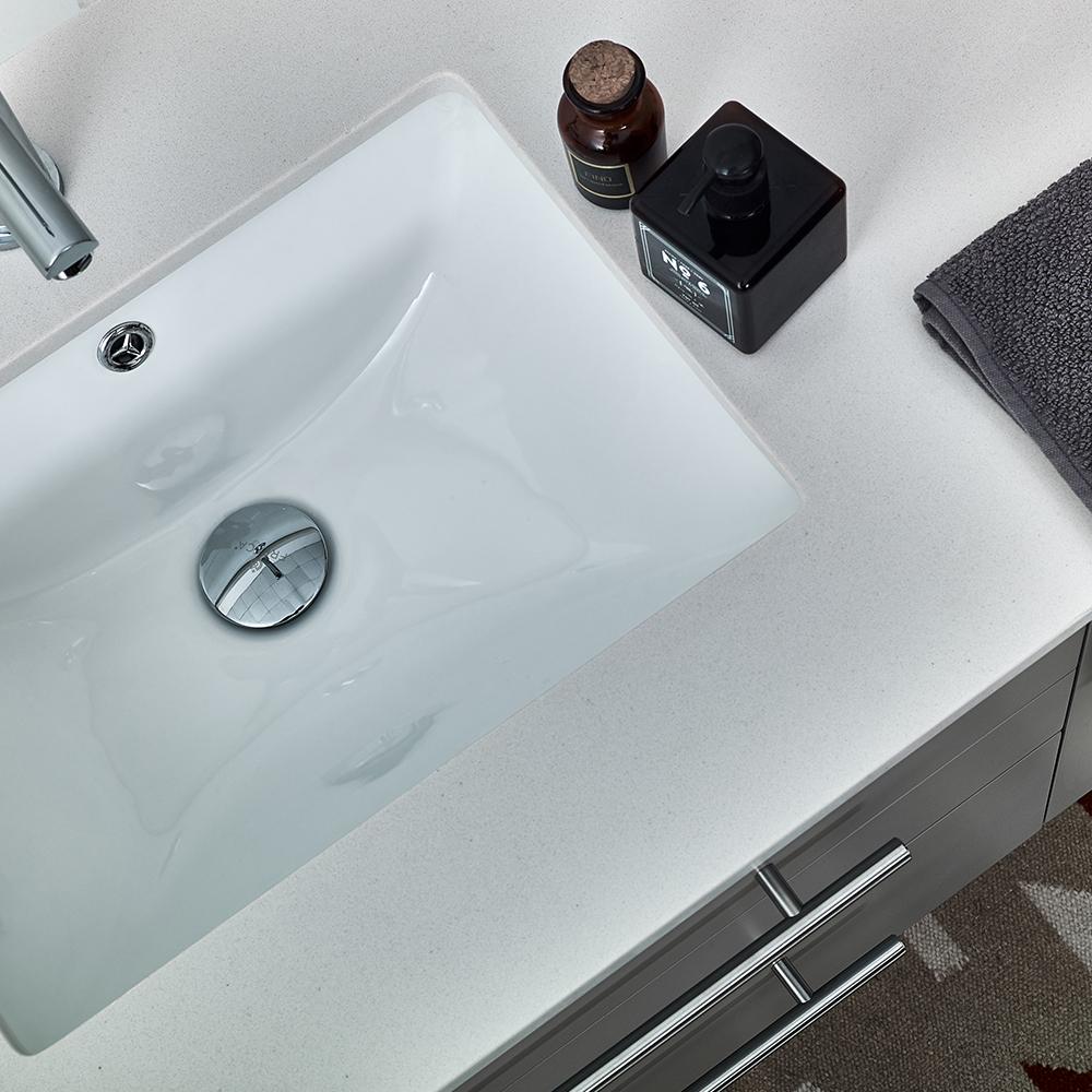 Fresca Lucera 36" Wall Hung Undermount Sink Modern Bathroom Vanity w/ Medicine Cabinet - Right Version Vanity Fresca 
