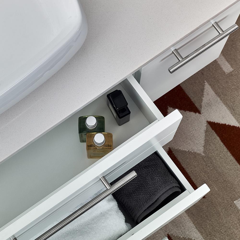 Fresca Lucera 36" Wall Hung Vessel Sink Modern Bathroom Vanity w/ Medicine Cabinet - Right Version Vanity Fresca 