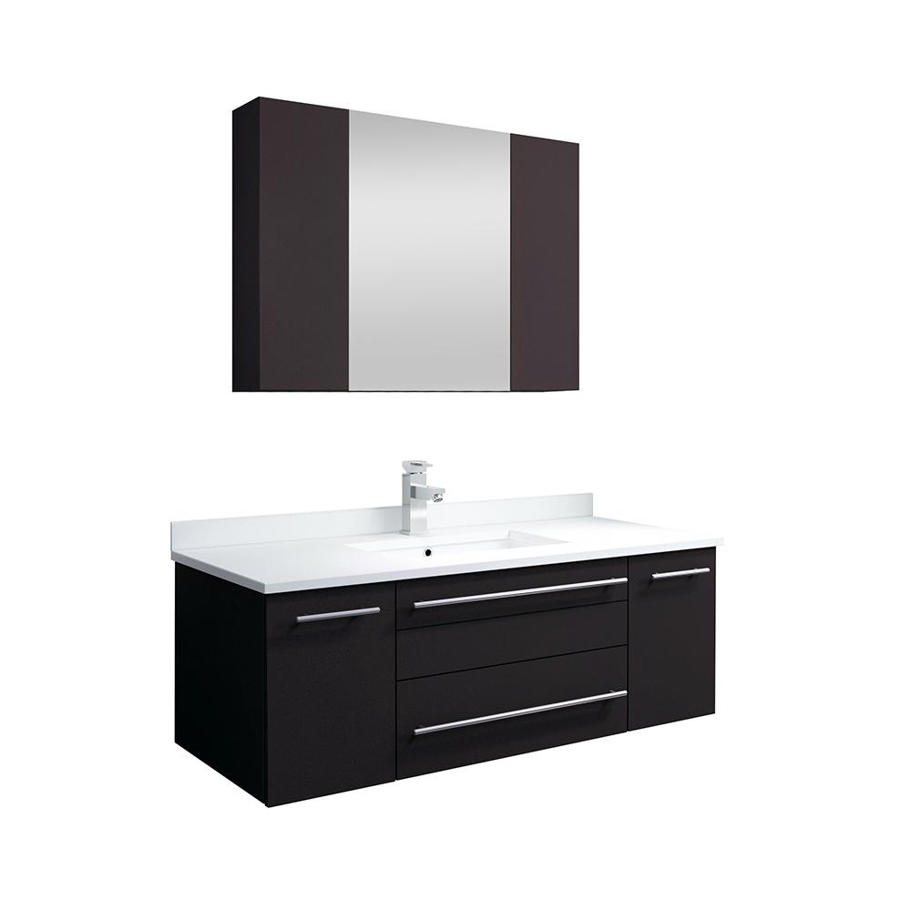 Fresca Lucera 42" Wall Hung Undermount Sink Modern Bathroom Vanity w/ Medicine Cabinet Vanity Fresca Espresso 
