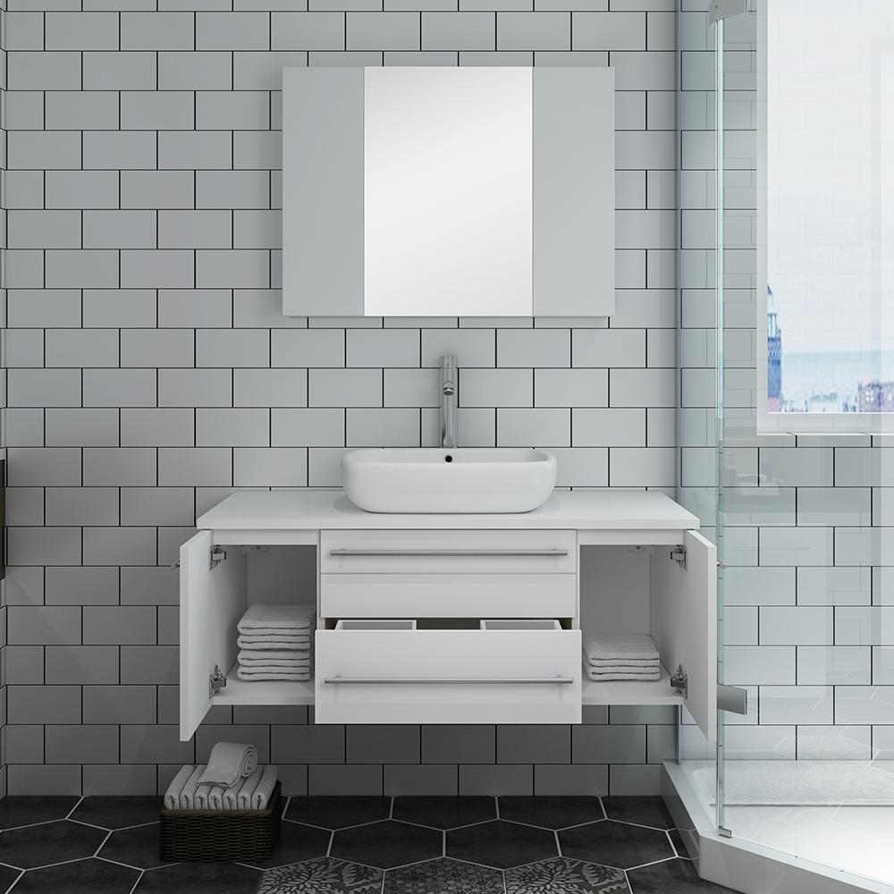 Fresca Lucera 42" Wall Hung Vessel Sink Modern Bathroom Vanity w/ Medicine Cabinet Vanity Fresca 