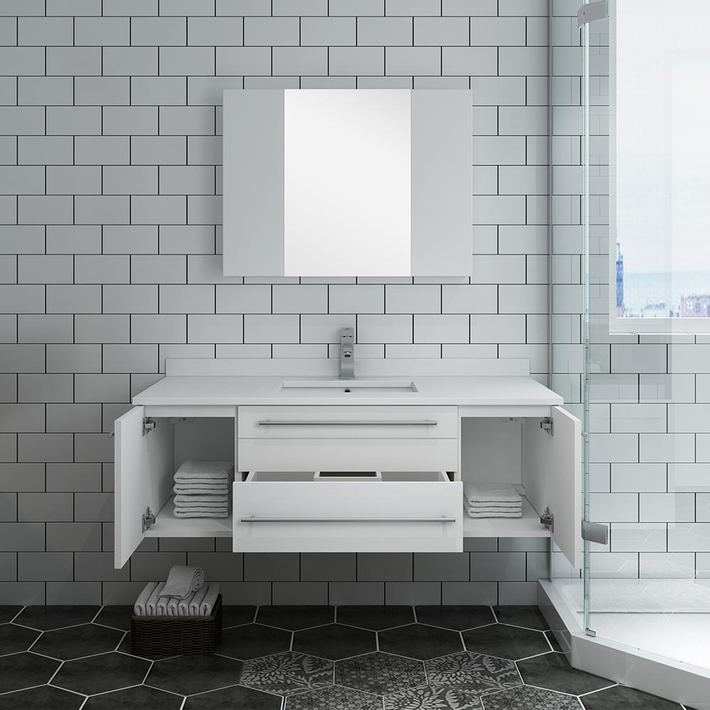 Fresca Lucera 48" Wall Hung Undermount Sink Modern Bathroom Vanity w/ Medicine Cabinet Vanity Fresca 