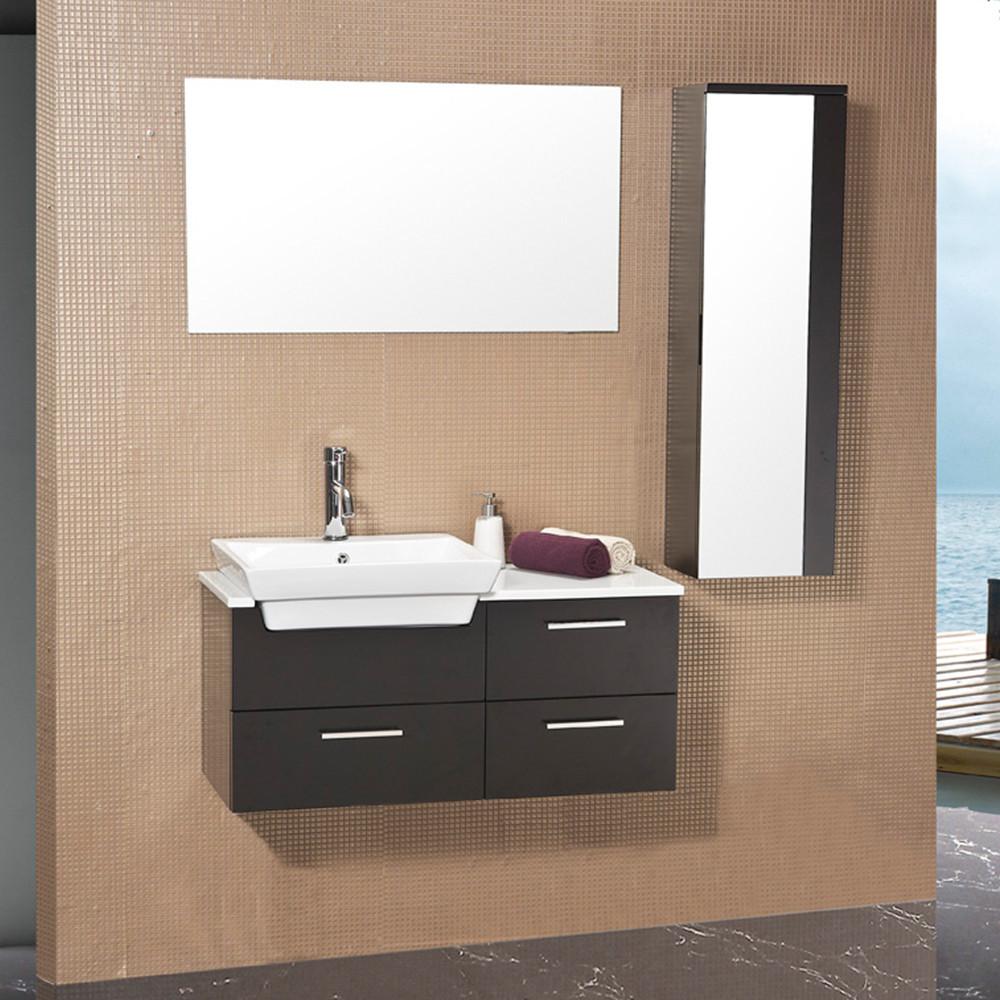 Fresca Caro Espresso Modern Bathroom Vanity w/ Mirrored Side Cabinet Vanity Fresca 