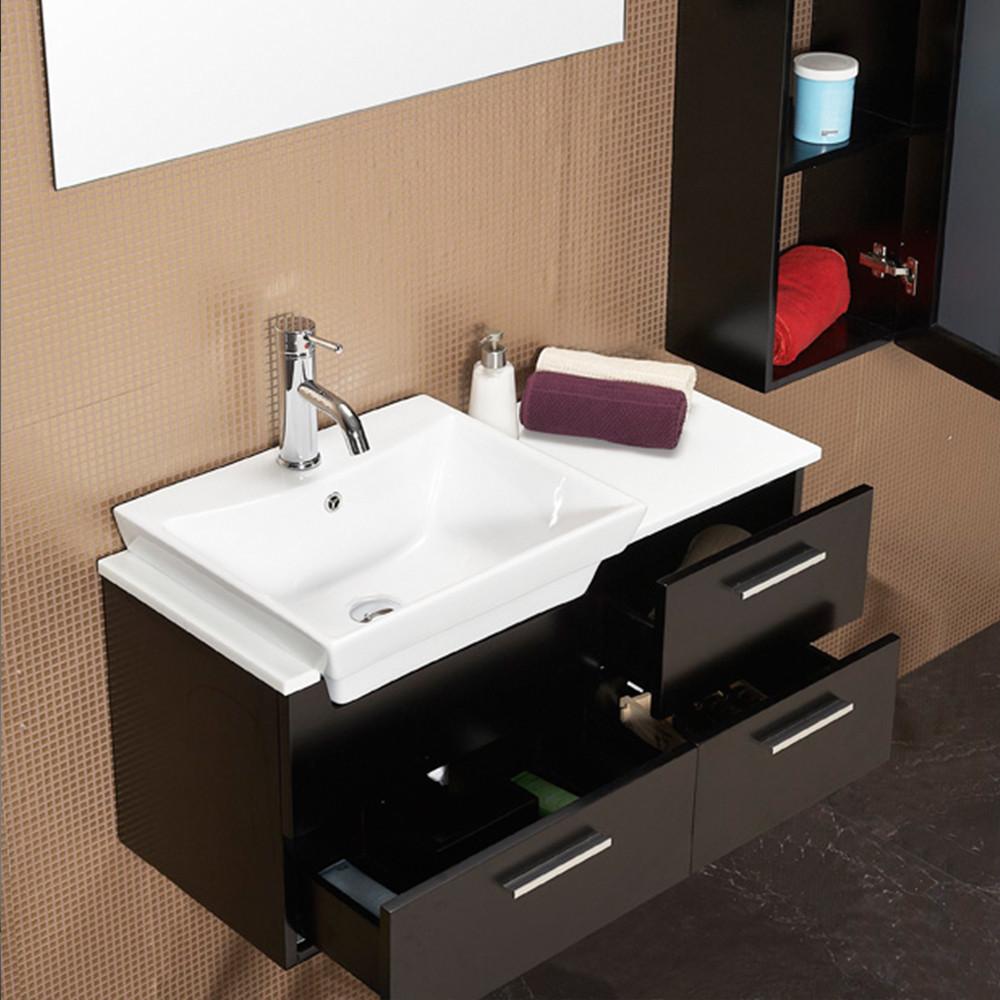 Fresca Caro Espresso Modern Bathroom Vanity w/ Mirrored Side Cabinet Vanity Fresca 