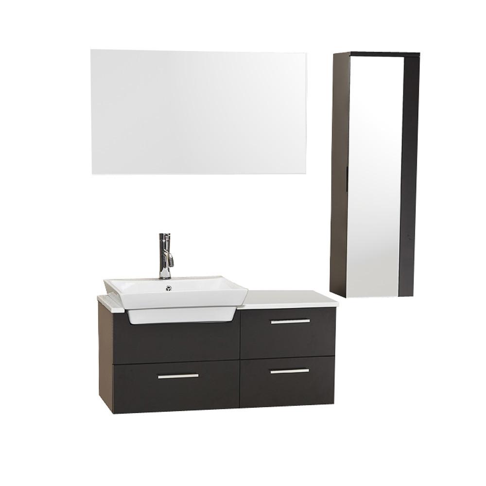 Fresca Caro Espresso Modern Bathroom Vanity w/ Mirrored Side Cabinet Vanity Fresca 