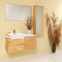 Thumbnail for Fresca Caro Natural Wood Modern Bathroom Vanity w/ Mirrored Side Cabinet Vanity Fresca 