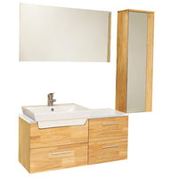 Thumbnail for Fresca Caro Natural Wood Modern Bathroom Vanity w/ Mirrored Side Cabinet Vanity Fresca 