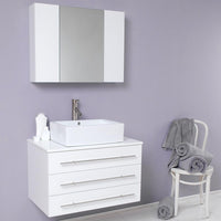 Thumbnail for Fresca Modello White Modern Bathroom Vanity w/ Marble Countertop Vanity Fresca 