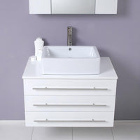 Thumbnail for Fresca Modello White Modern Bathroom Vanity w/ Marble Countertop Vanity Fresca 