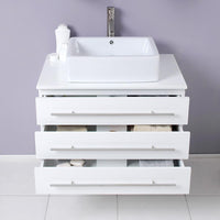 Thumbnail for Fresca Modello White Modern Bathroom Vanity w/ Marble Countertop Vanity Fresca 
