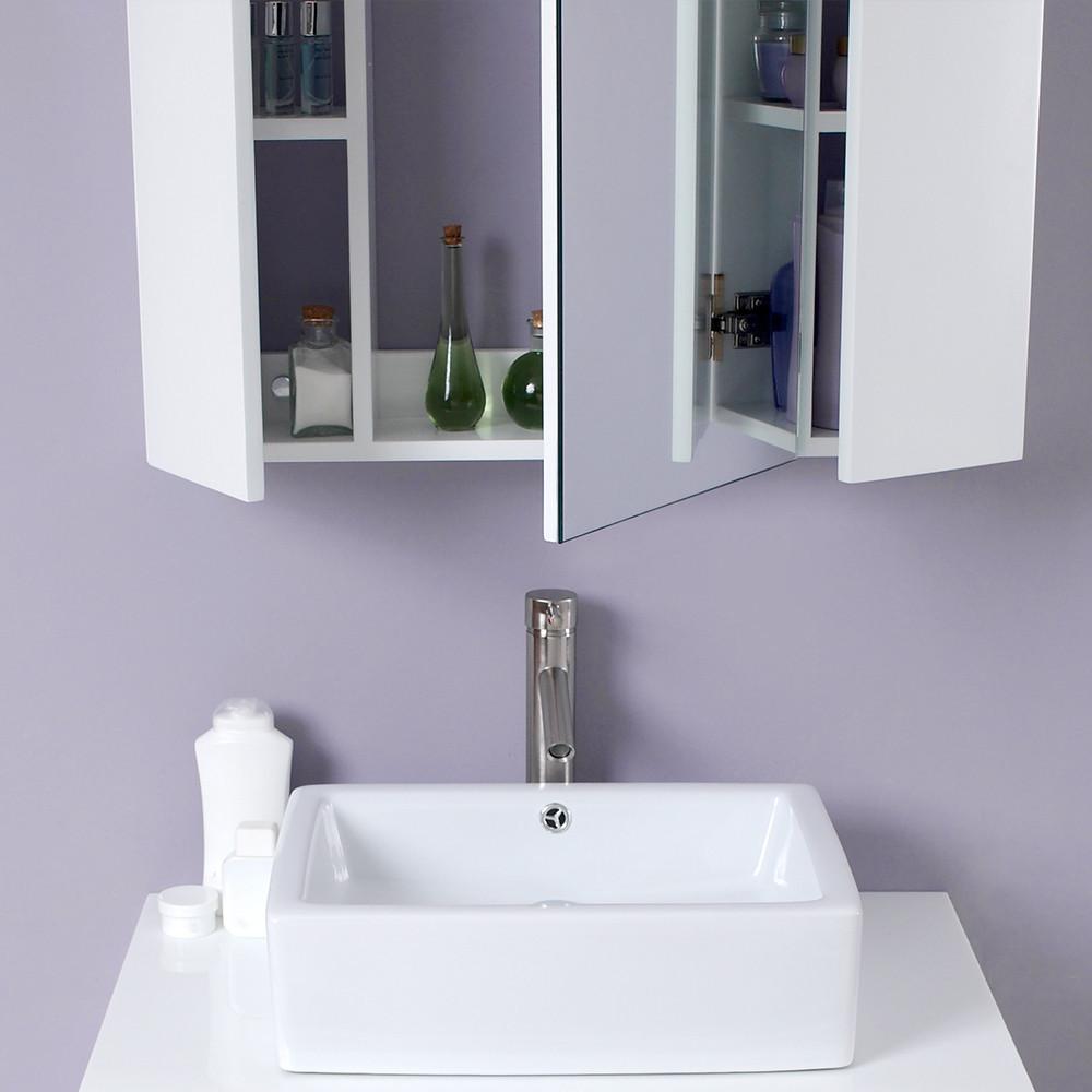 Fresca Modello White Modern Bathroom Vanity w/ Marble Countertop Vanity Fresca 