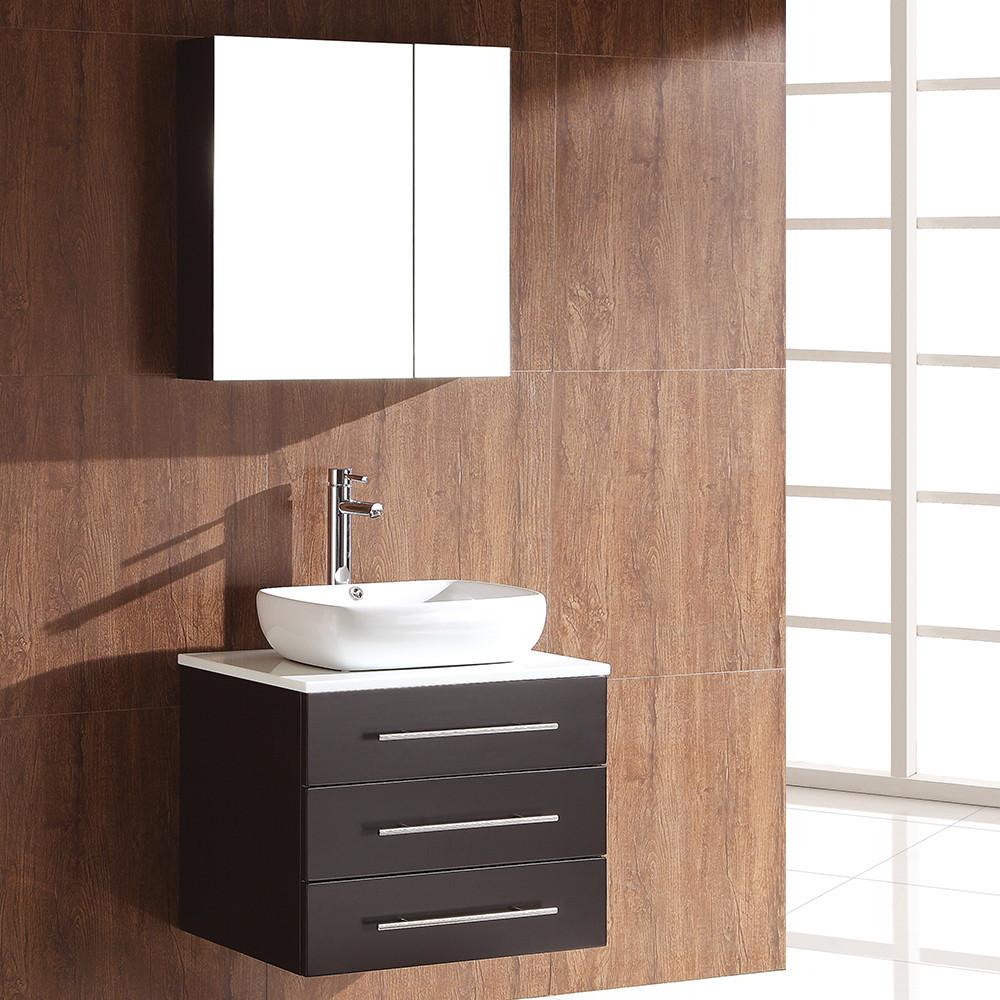 Fresca 24" Modella Espresso Bathroom Vanity with Medicine Cabinet - Free Faucet Vanity Fresca 