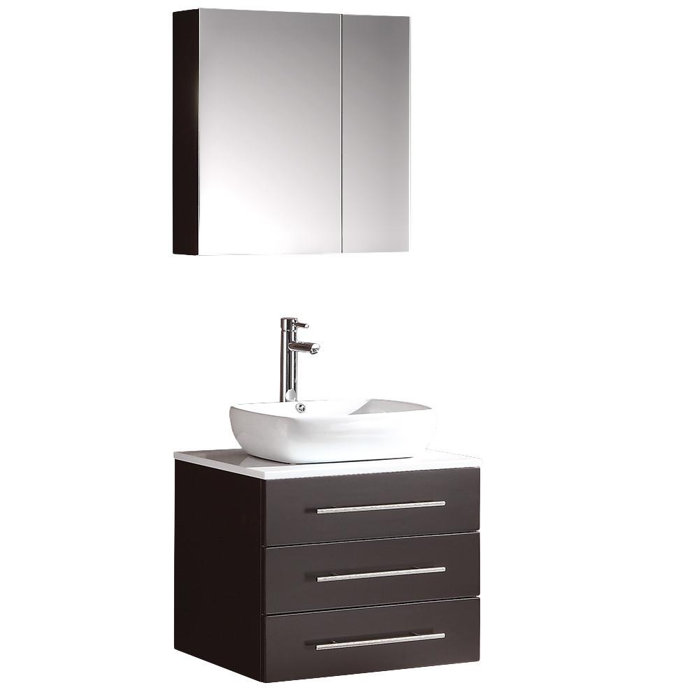 Fresca 24" Modella Espresso Bathroom Vanity with Medicine Cabinet - Free Faucet Vanity Fresca 