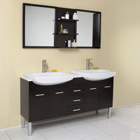 Thumbnail for Fresca Vetta Espresso Modern Double Sink Bathroom Vanity w/ Mirror Vanity Fresca 