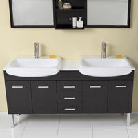 Thumbnail for Fresca Vetta Espresso Modern Double Sink Bathroom Vanity w/ Mirror Vanity Fresca 