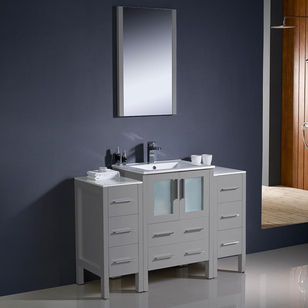 Fresca Torino 48" Gray Modern Bathroom Vanity w/ 2 Side Cabinets & Integrated Sink Vanity Fresca 
