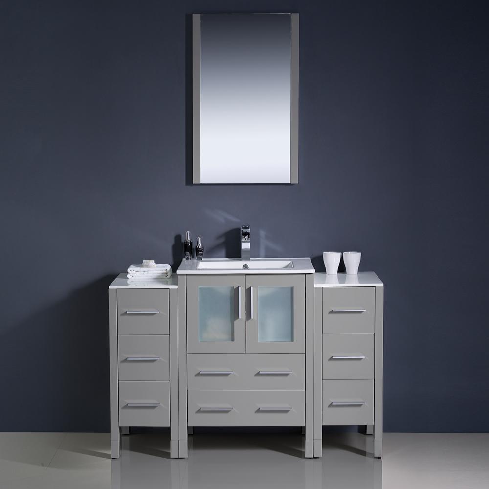 Fresca Torino 48" Gray Modern Bathroom Vanity w/ 2 Side Cabinets & Integrated Sink Vanity Fresca 