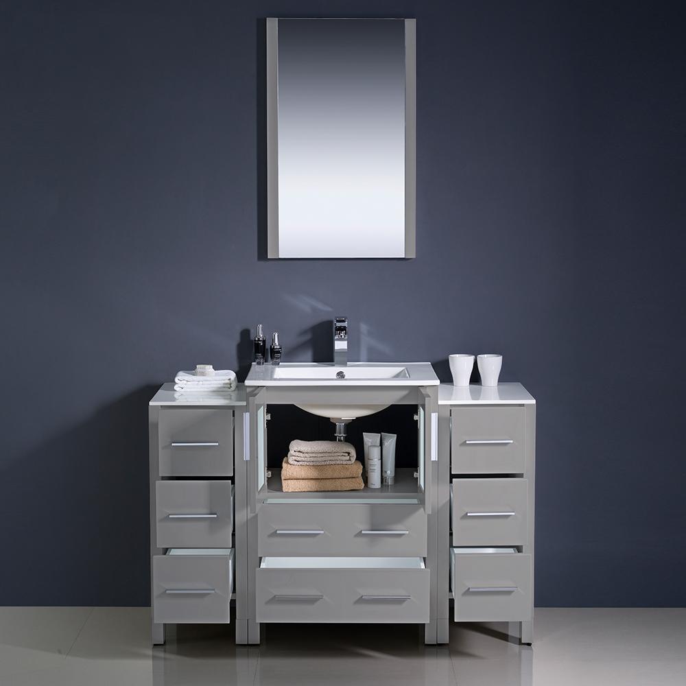 Fresca Torino 48" Gray Modern Bathroom Vanity w/ 2 Side Cabinets & Integrated Sink Vanity Fresca 