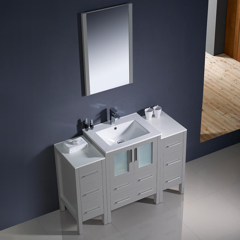 Fresca Torino 48" Gray Modern Bathroom Vanity w/ 2 Side Cabinets & Integrated Sink Vanity Fresca 