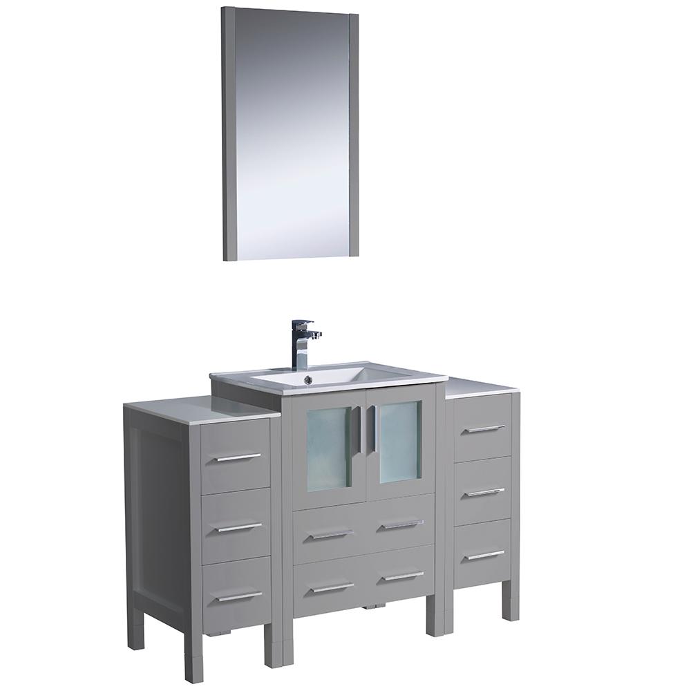 Fresca Torino 48" Gray Modern Bathroom Vanity w/ 2 Side Cabinets & Integrated Sink Vanity Fresca 