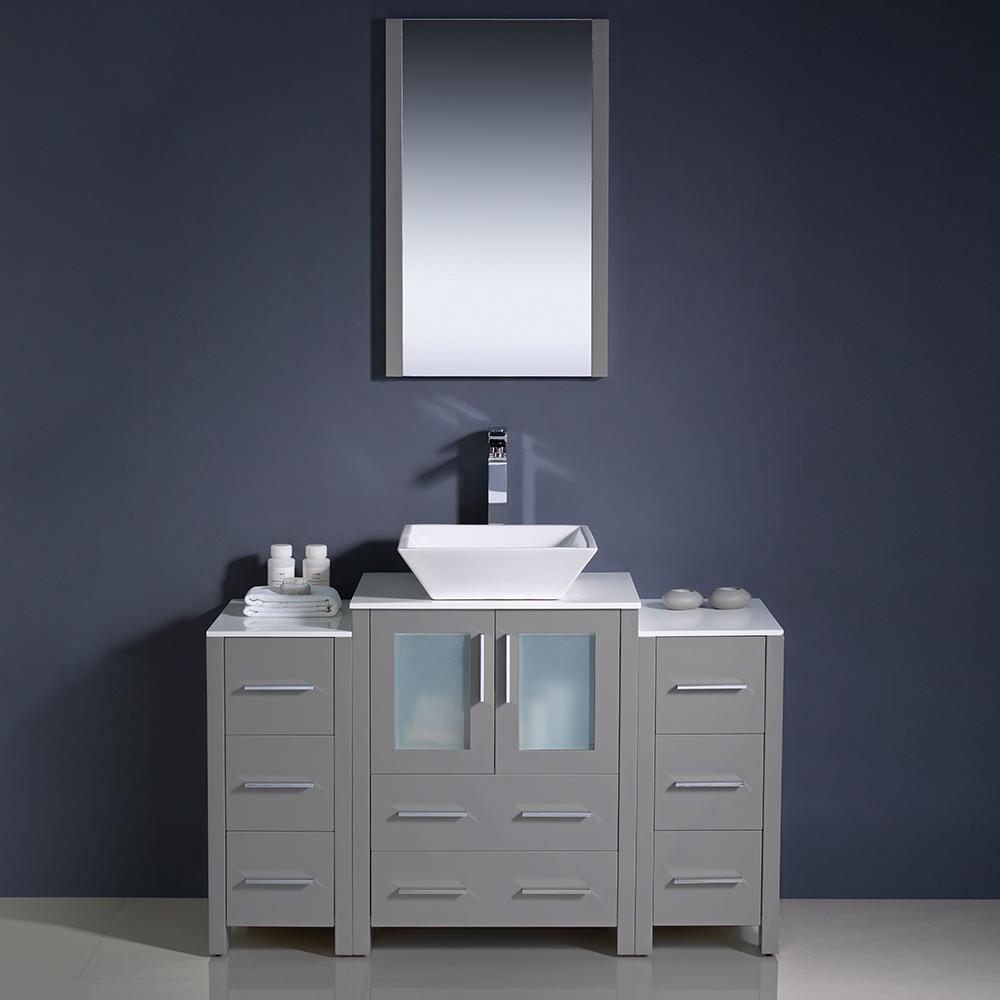 Fresca Torino 48" Gray Modern Bathroom Vanity w/ 2 Side Cabinets & Vessel Sink Vanity Fresca 