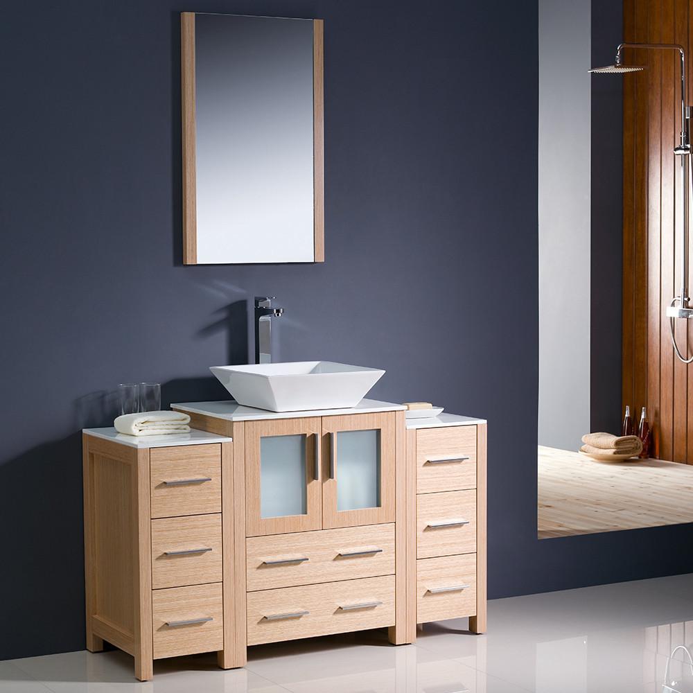 Fresca Torino 48" Light Oak Bathroom Vanity w/ 2 Side Cabinet Soft Closing Doors Vanity Fresca 