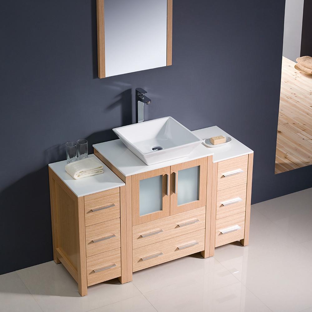 Fresca Torino 48" Light Oak Bathroom Vanity w/ 2 Side Cabinet Soft Closing Doors Vanity Fresca 