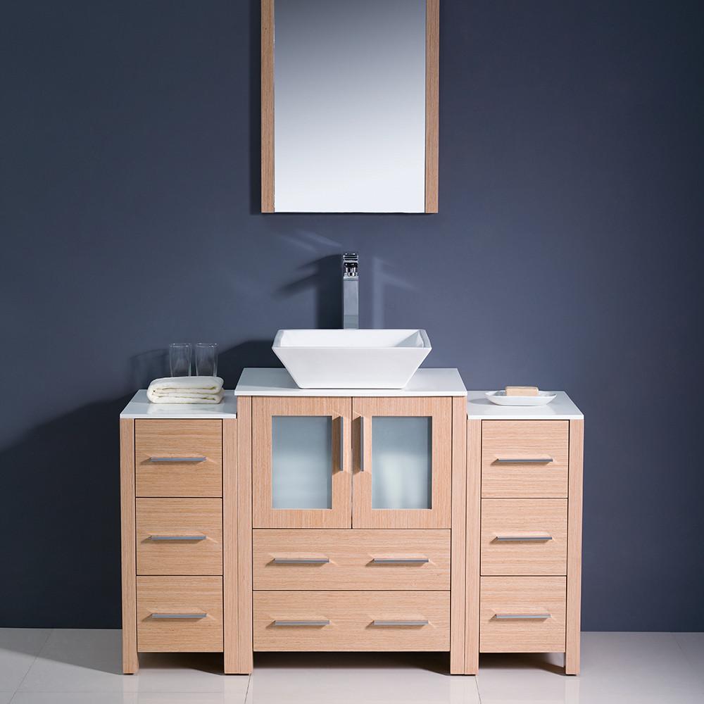 Fresca Torino 48" Light Oak Bathroom Vanity w/ 2 Side Cabinet Soft Closing Doors Vanity Fresca 