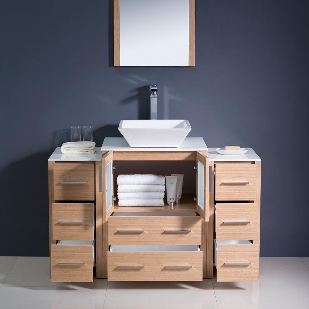 Fresca Torino 48" Light Oak Bathroom Vanity w/ 2 Side Cabinet Soft Closing Doors Vanity Fresca 