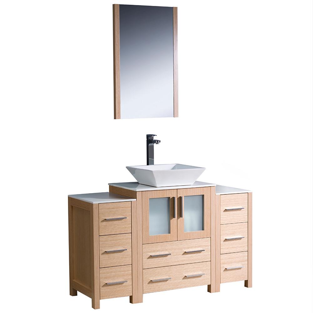 Fresca Torino 48" Light Oak Bathroom Vanity w/ 2 Side Cabinet Soft Closing Doors Vanity Fresca 