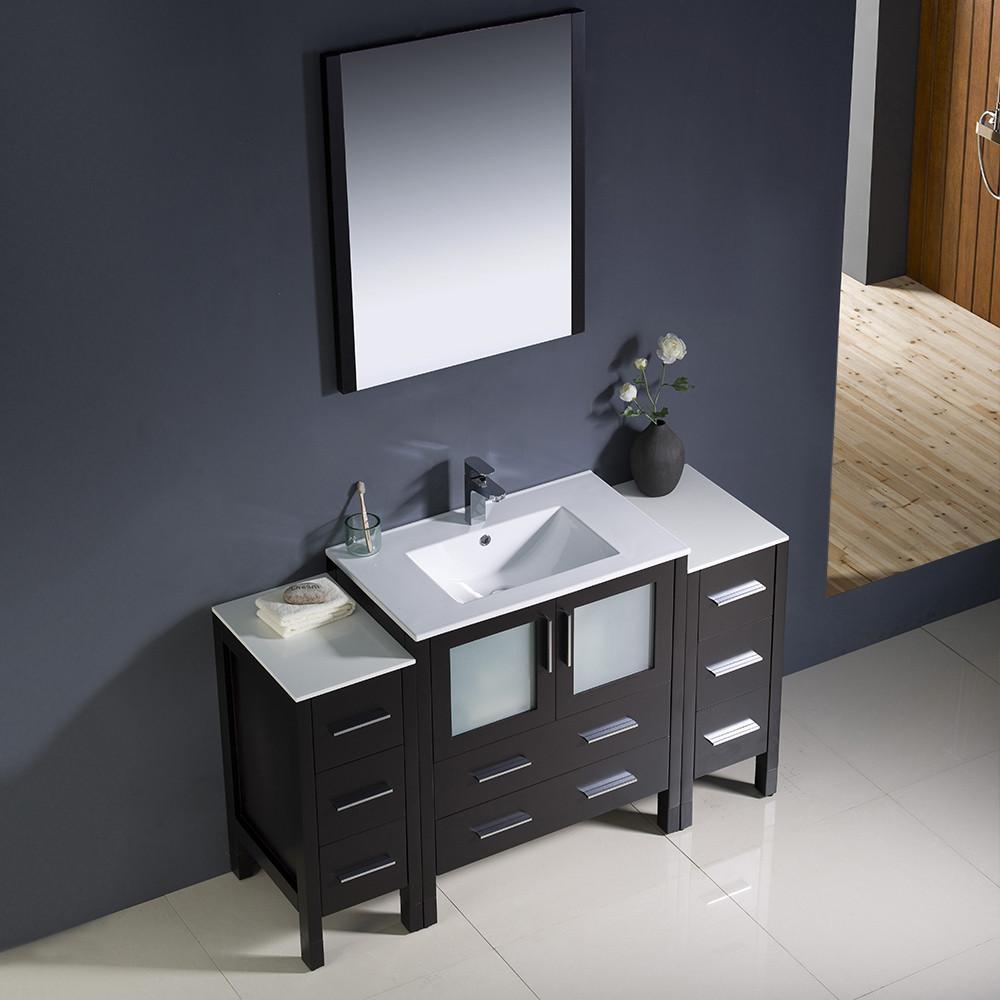 Fresca Torino 54" Espresso Modern Vanity w/ 2 Side Cabinets & Integrated Sink Vanity Fresca 
