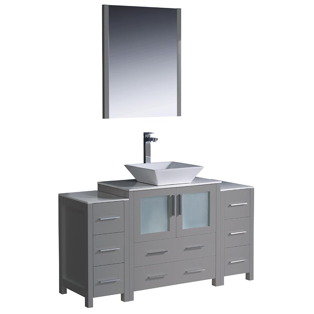 Fresca Torino 54" Gray Modern Bathroom Vanity w/ 2 Side Cabinets & Vessel Sink Vanity Fresca 