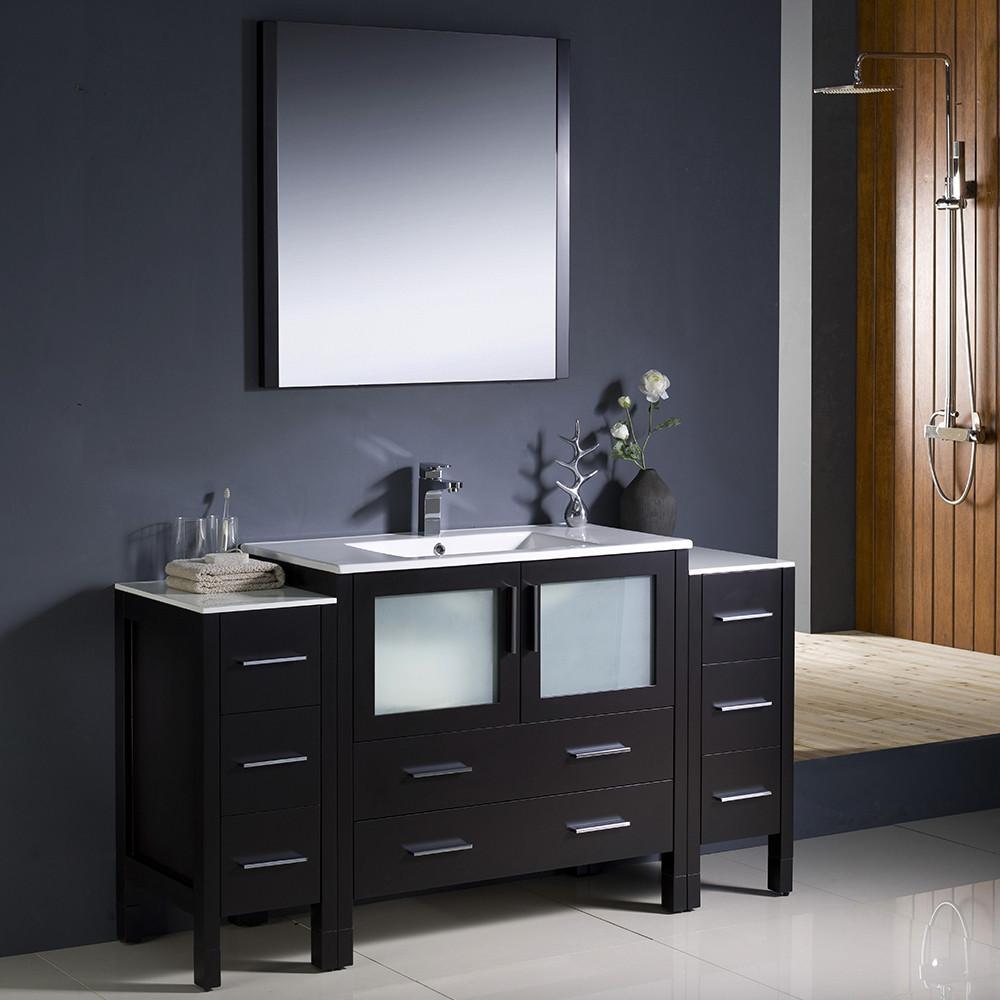 Fresca Torino 60" Espresso Modern Vanity w/ 2 Side Cabinets & Integrated Sink Vanity Fresca 