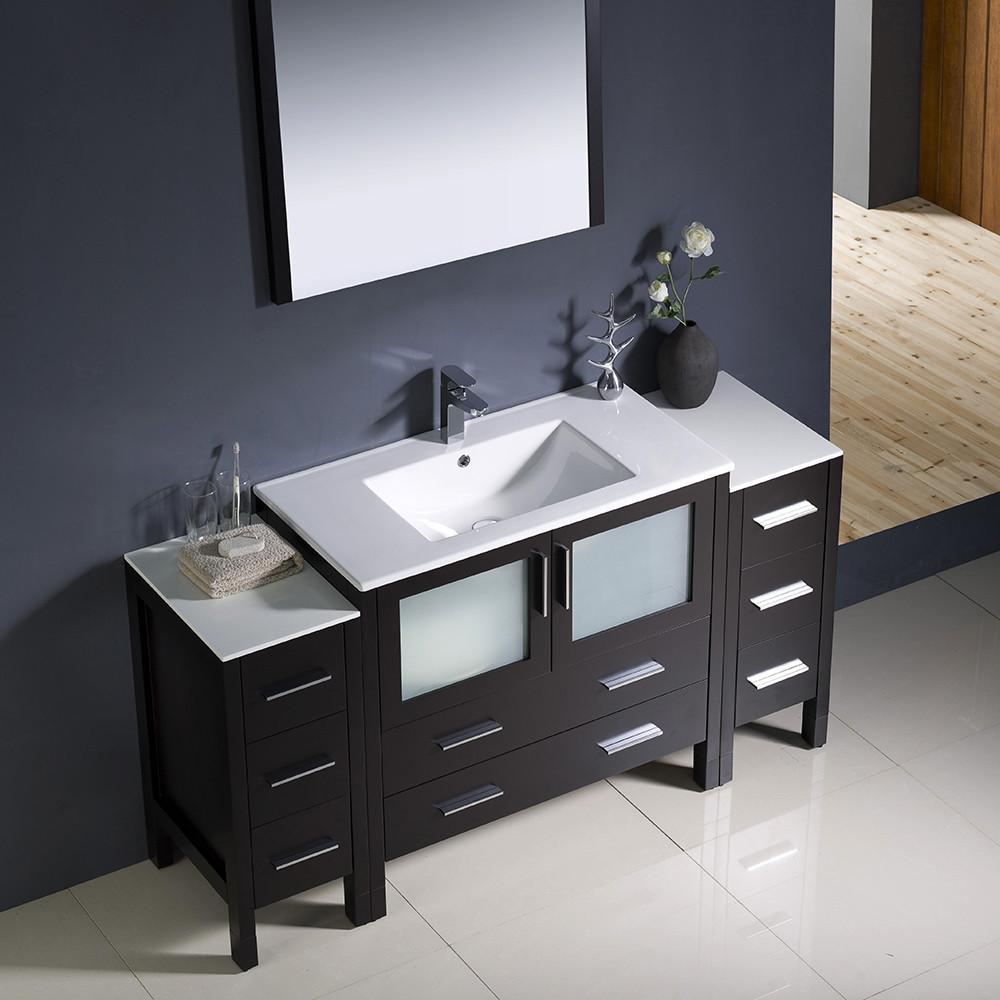 Fresca Torino 60" Espresso Modern Vanity w/ 2 Side Cabinets & Integrated Sink Vanity Fresca 