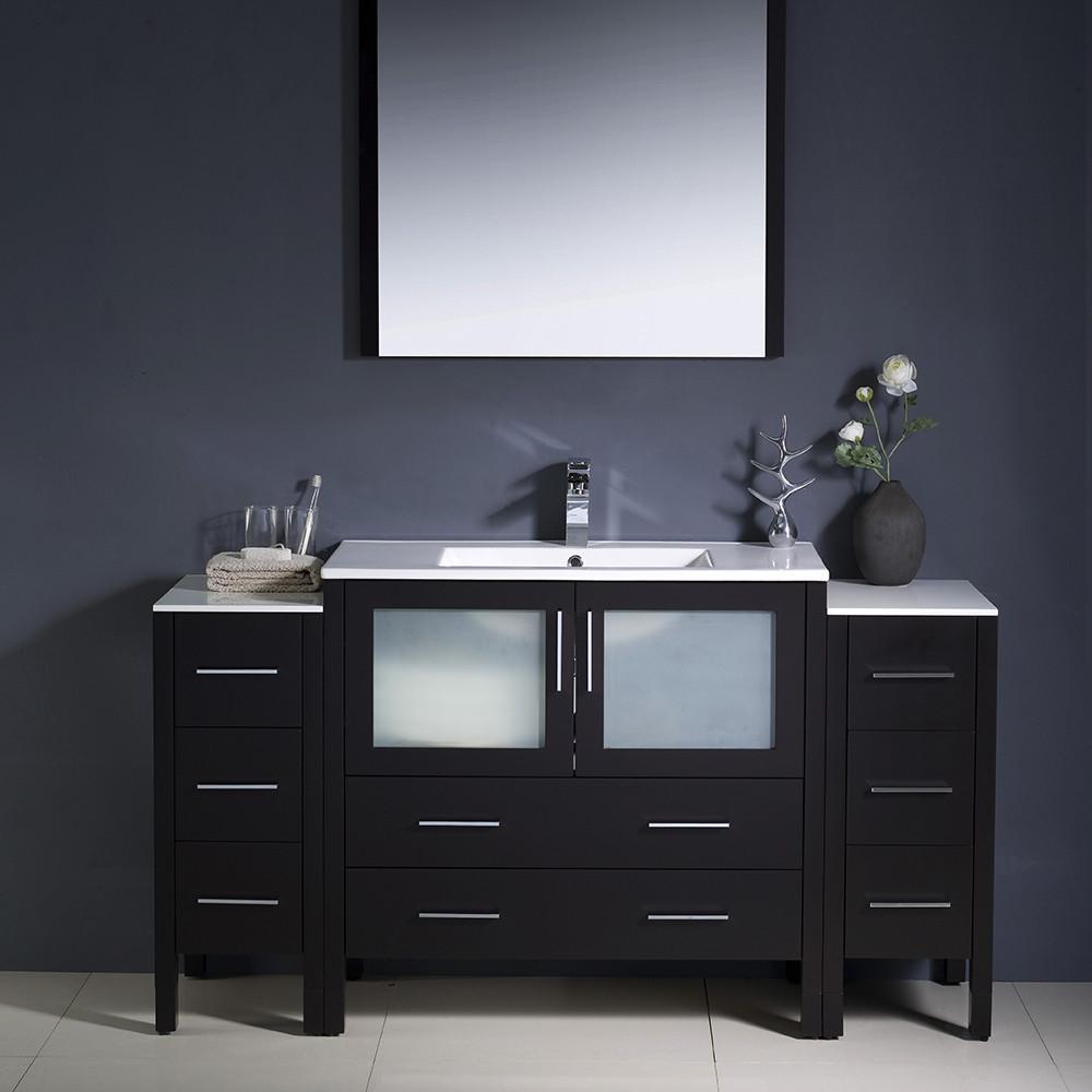 Fresca Torino 60" Espresso Modern Vanity w/ 2 Side Cabinets & Integrated Sink Vanity Fresca 