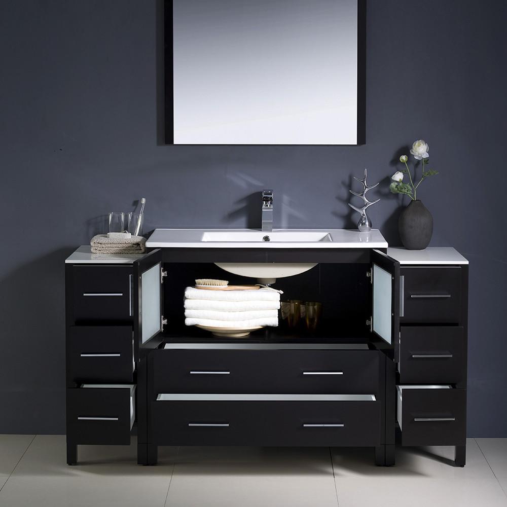 Fresca Torino 60" Espresso Modern Vanity w/ 2 Side Cabinets & Integrated Sink Vanity Fresca 