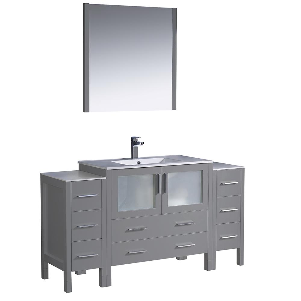 Fresca Torino 60" Gray Modern Bathroom Vanity w/ 2 Side Cabinets & Integrated Sink Vanity Fresca 