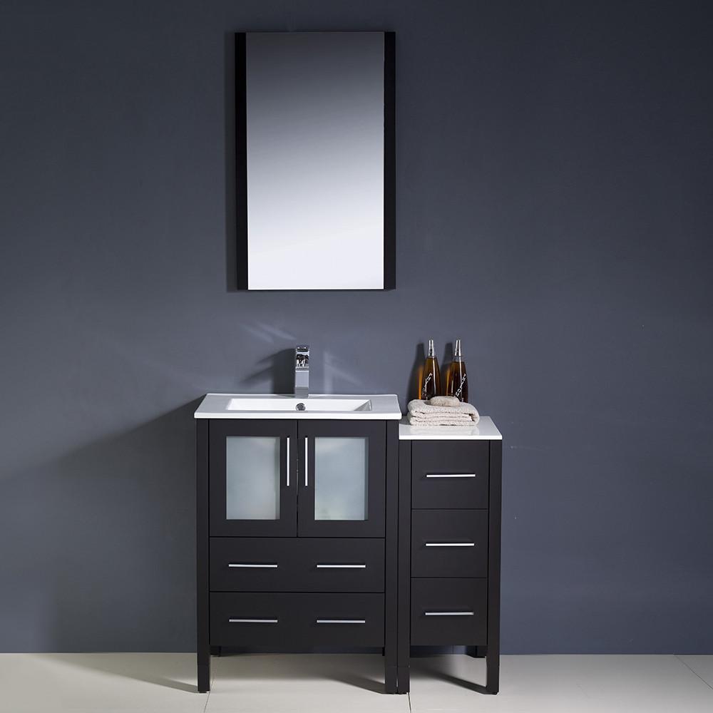 Fresca Torino 36" Espresso Modern Vanity w/ Side Cabinet & Integrated Sinks Vanity Fresca 