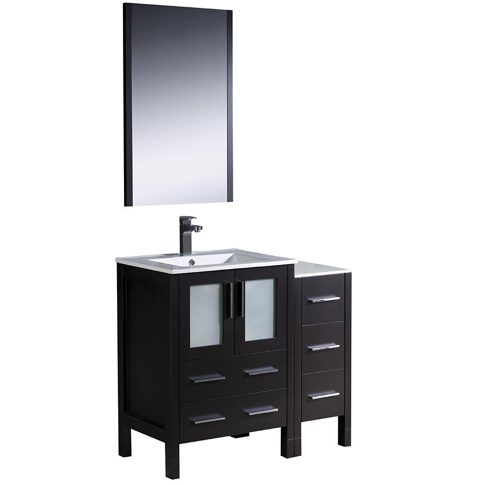 Fresca Torino 36" Espresso Modern Vanity w/ Side Cabinet & Integrated Sinks Vanity Fresca 